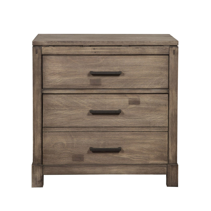 26" Weathered Gray Two Drawer Wood Nightstand