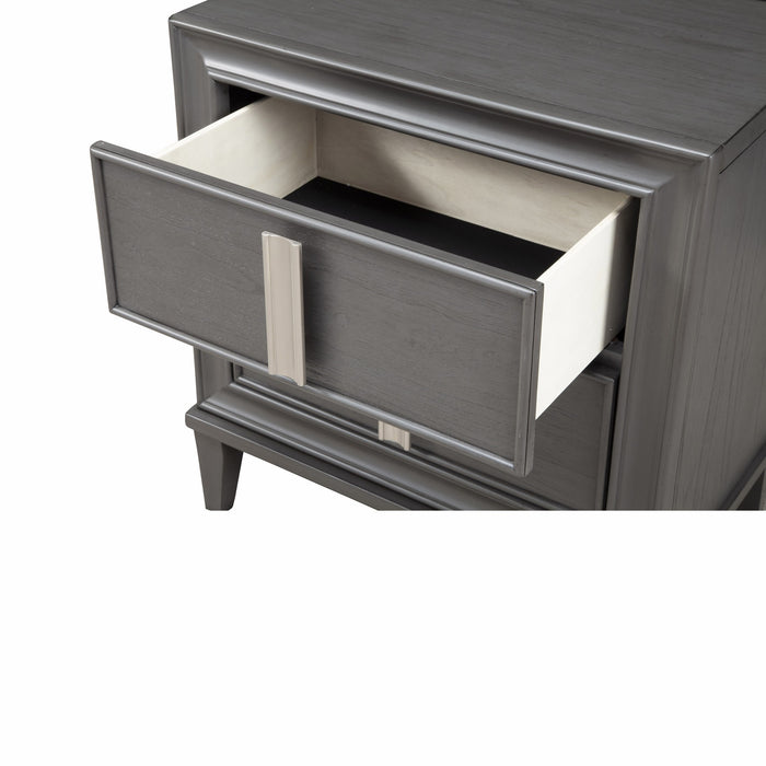 29" Dark Gray Two Drawer Contemporary Wood Nightstand