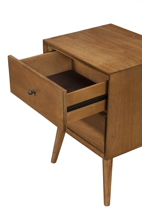 Brown Century Modern Wood 2 Drawer Nightstand