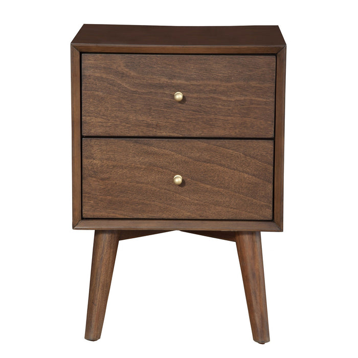 26" Brown Two Drawer Wood Nightstand