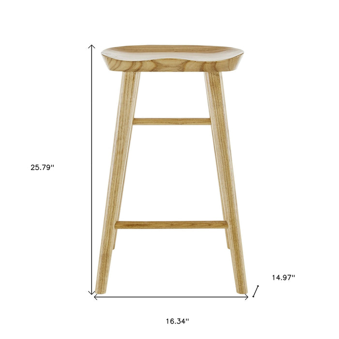 26" Natural Manufactured Wood Backless Counter Height Bar Chair