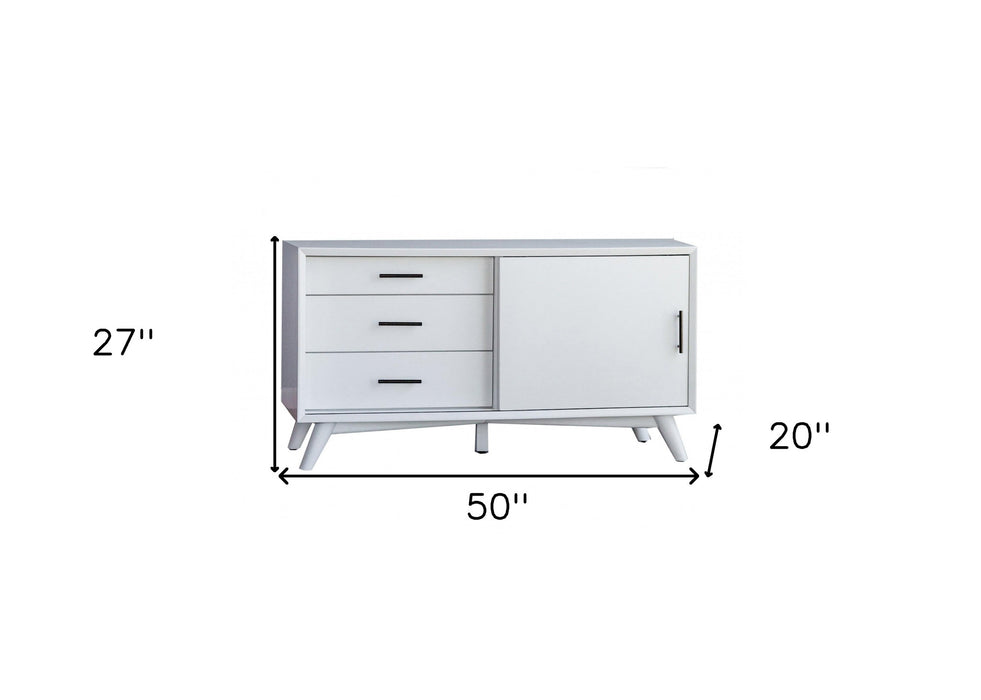 50" White Solid Wood Cabinet Enclosed Storage TV Stand