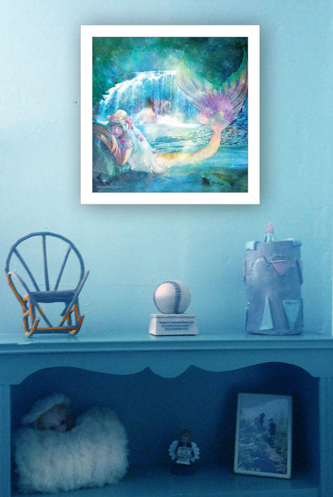 Woodland Cove Mermaid 2 White Framed Print Wall Art