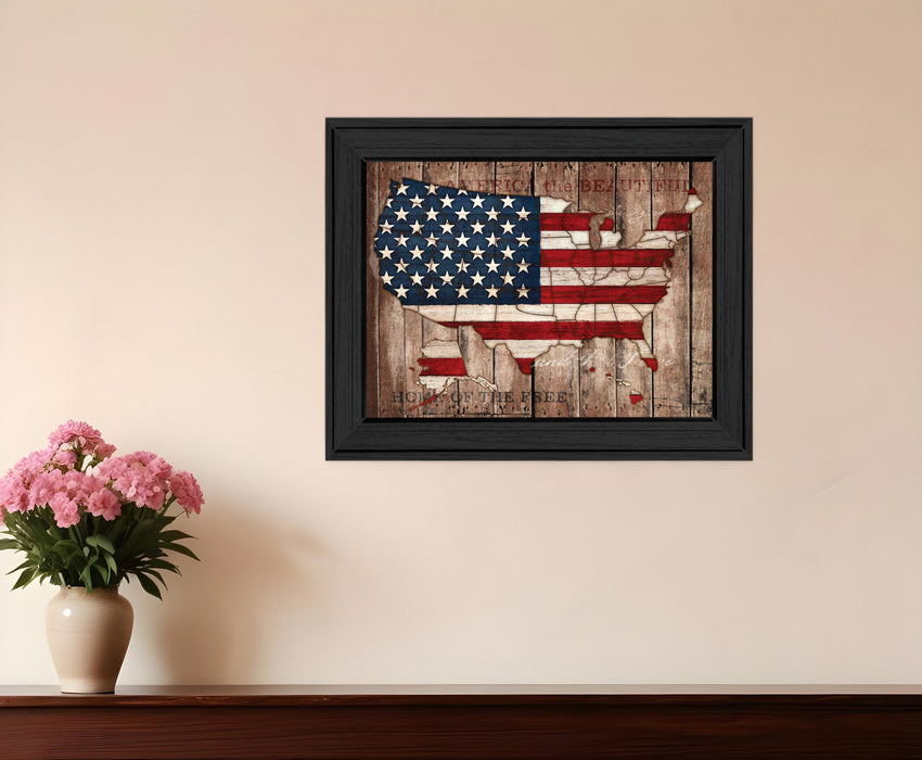 America The Beautiful Black Framed Print Wall Art