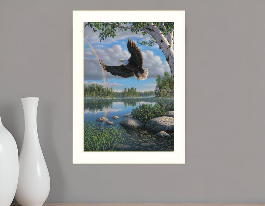 On Eagles Wings 2 White Framed Print Wall Art