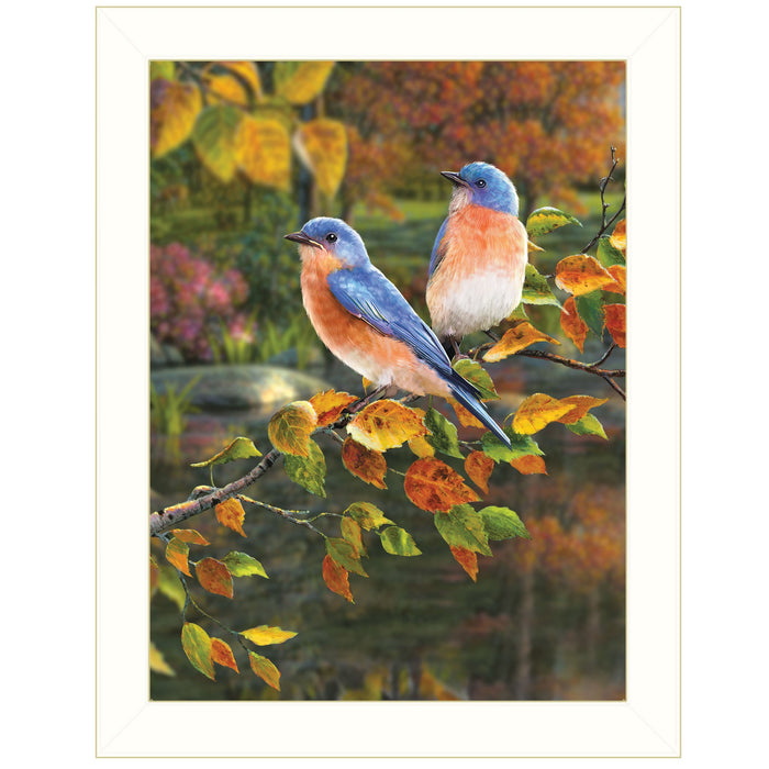 Bluebirds 2 White Framed Print Wall Art