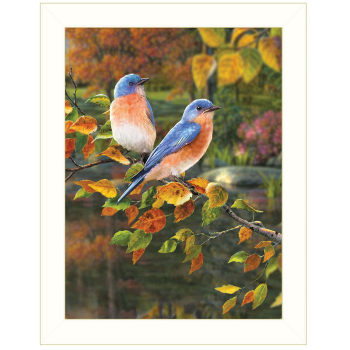 Bluebirds 2 White Framed Print Wall Art