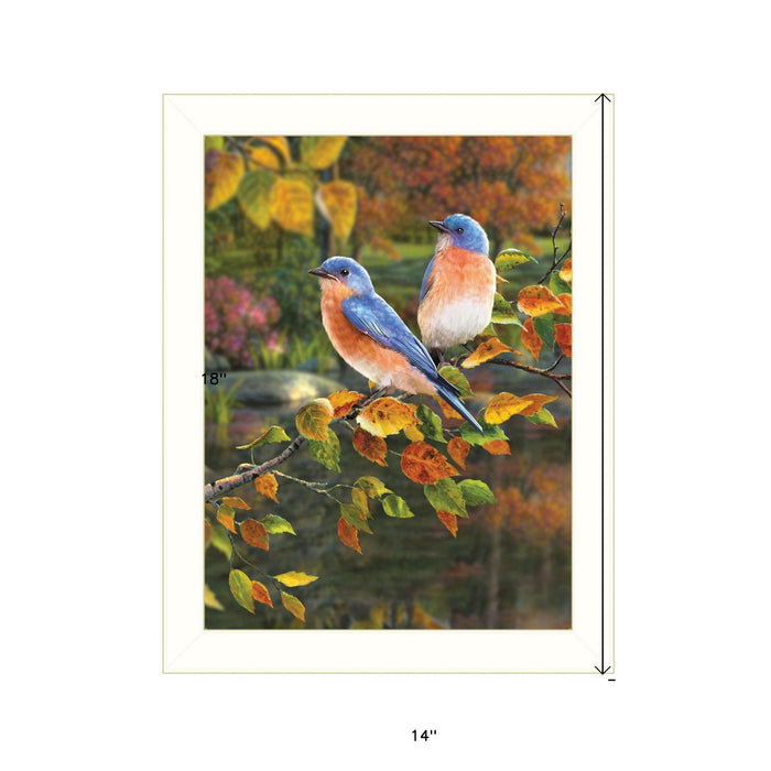 Bluebirds 2 White Framed Print Wall Art