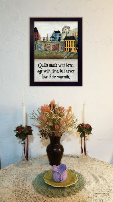 Quilts Made With Love Black Framed Print Wall Art