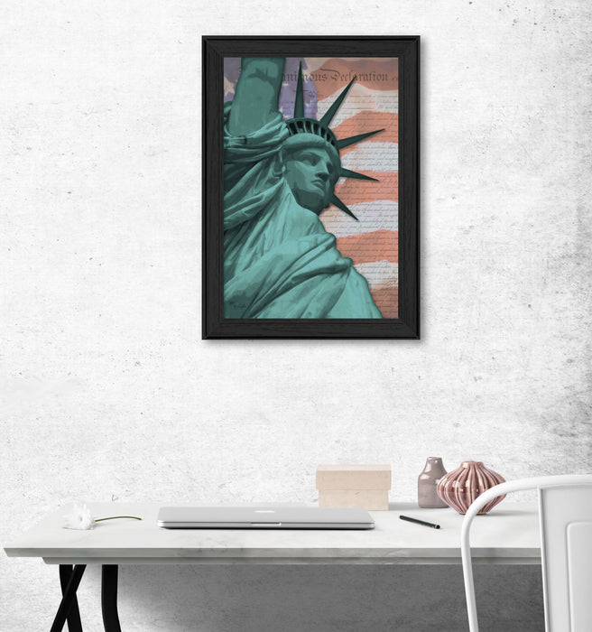 Lady Liberty Black Framed Print Wall Art