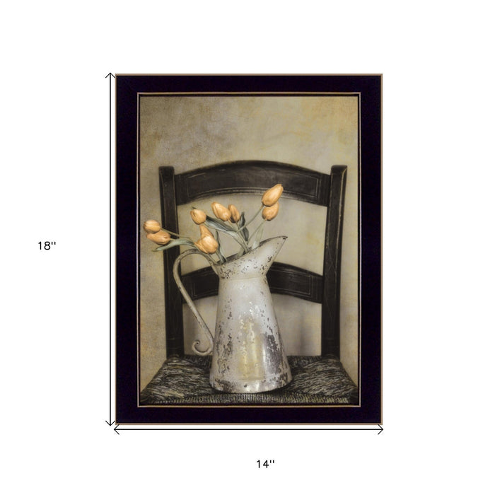 Golden Tulips 2 Black Framed Print Wall Art