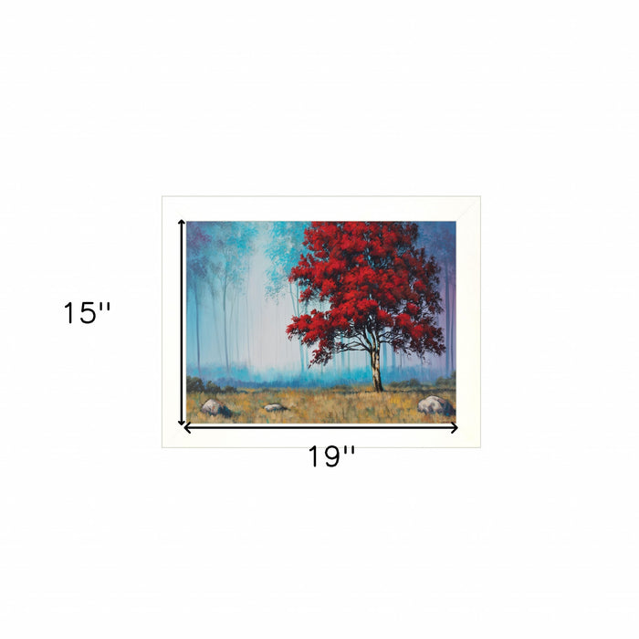 Red Tree 3 White Framed Print Wall Art