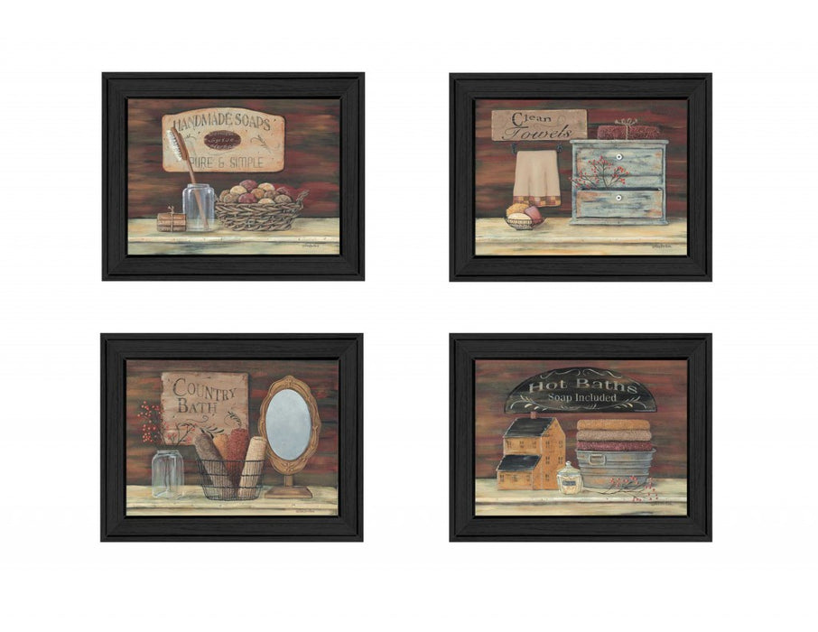 Set Of Four Bathroom I Black Framed Print Bathroom Wall Art