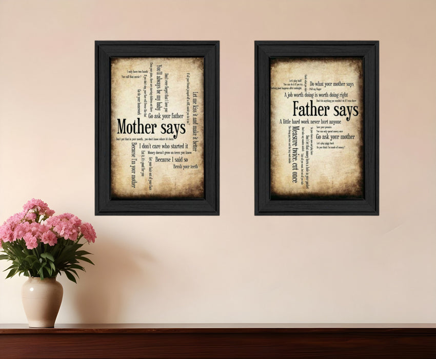 Set Of Two Parents Black Framed Print Wall Art