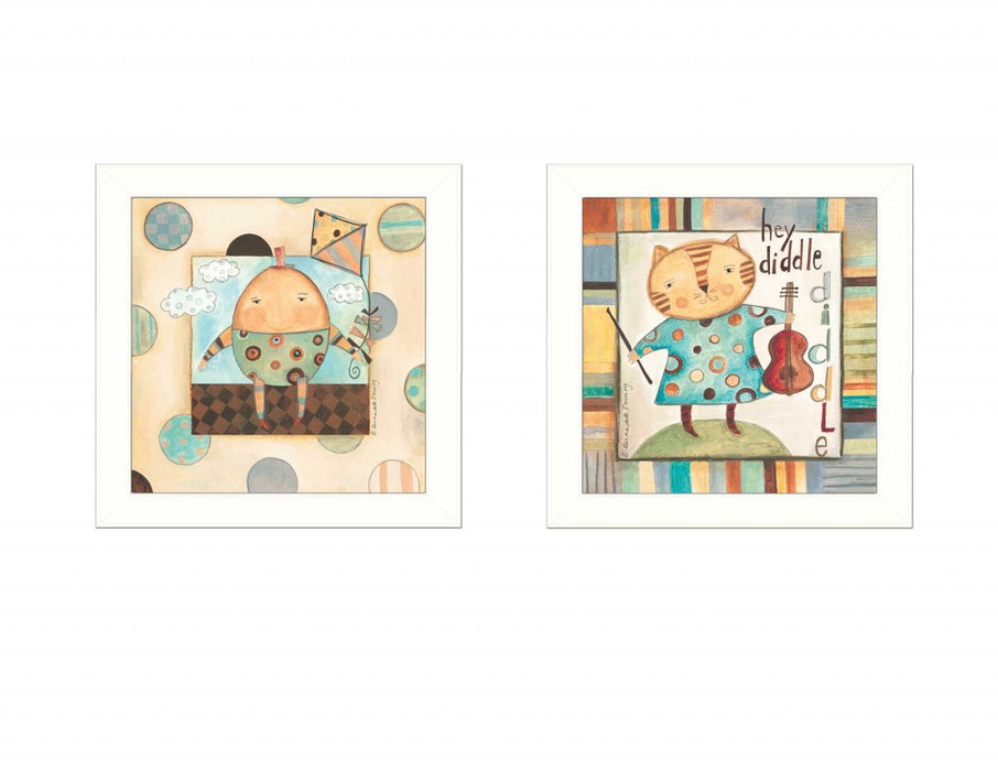 Set Of Two Nursery Pictures White Framed Print Wall Art