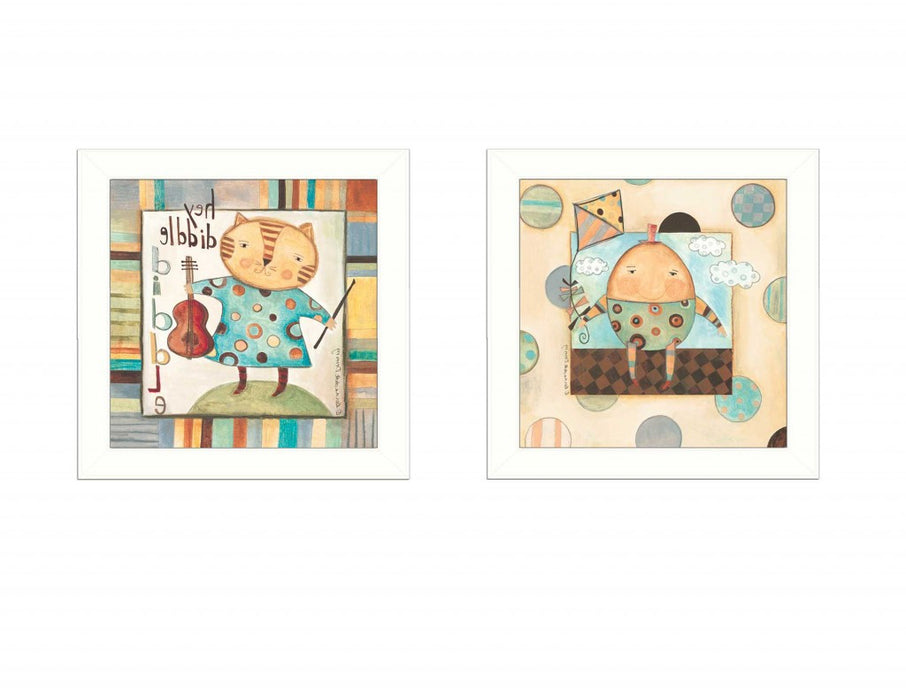 Set Of Two Nursery Pictures White Framed Print Wall Art