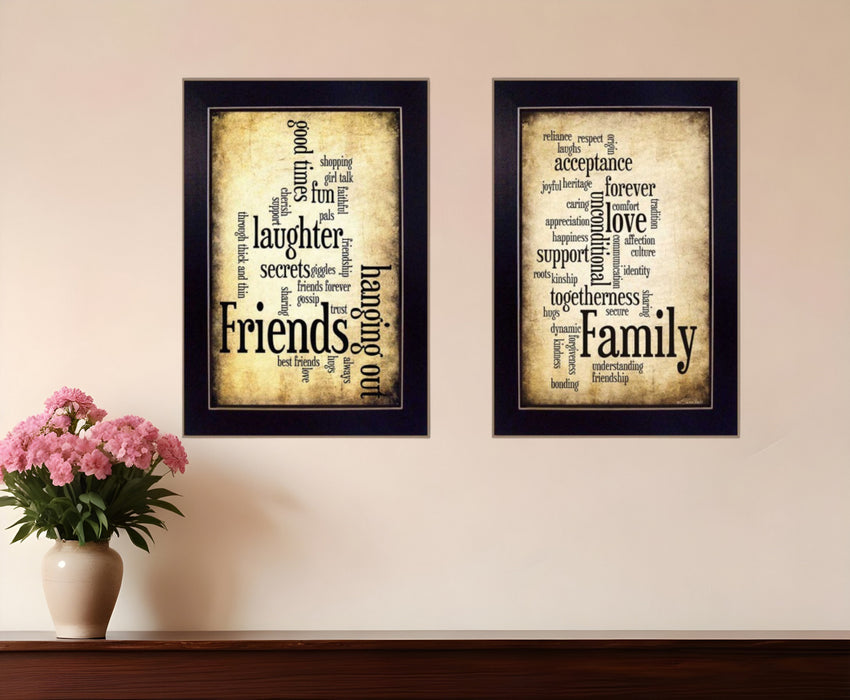 Set Of Two Friends and Family Black Framed Print Wall Art