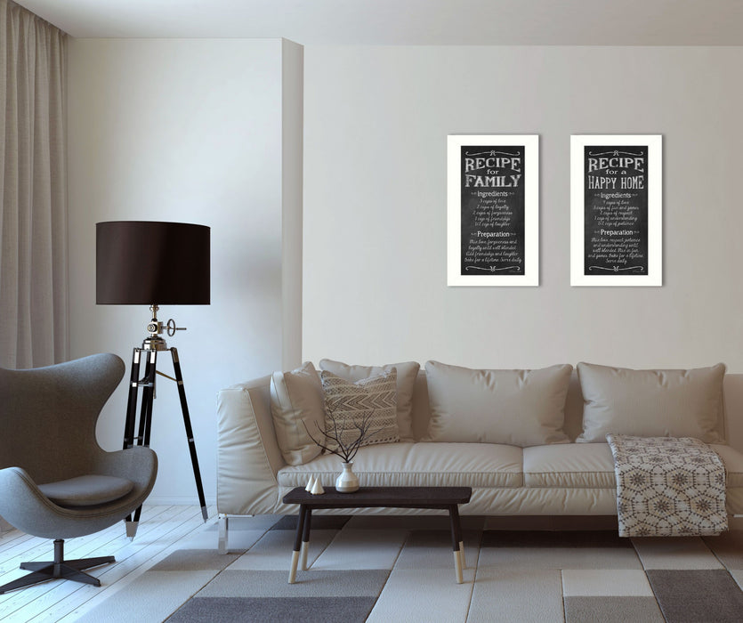 Set Of Two Family Recipe White Framed Print Wall Art