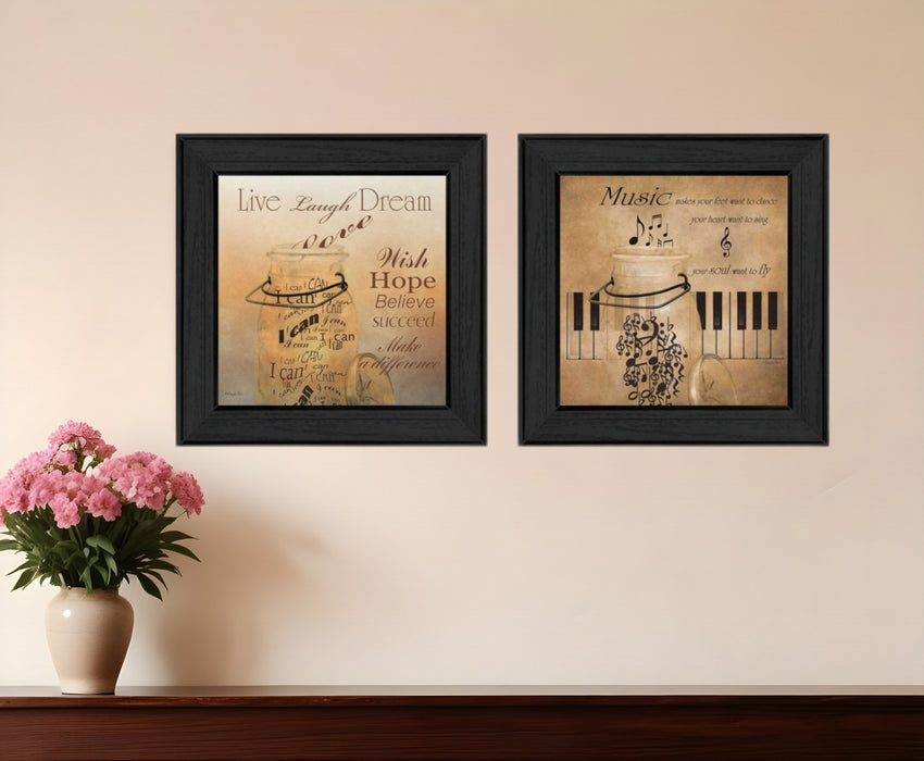 Set Of Two Music 3 Black Framed Print Wall Art