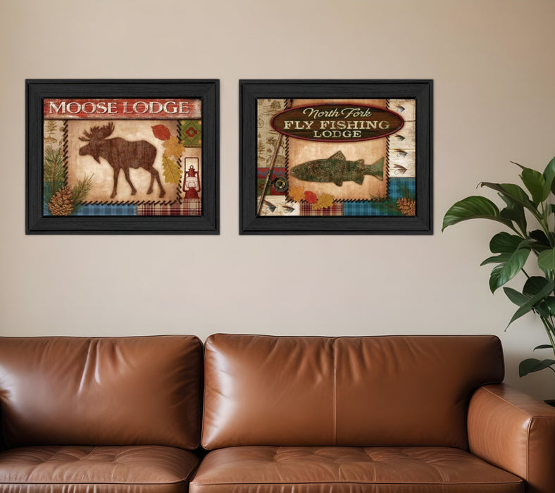 Set Of Two Lodge I Black Framed Print Wall Art