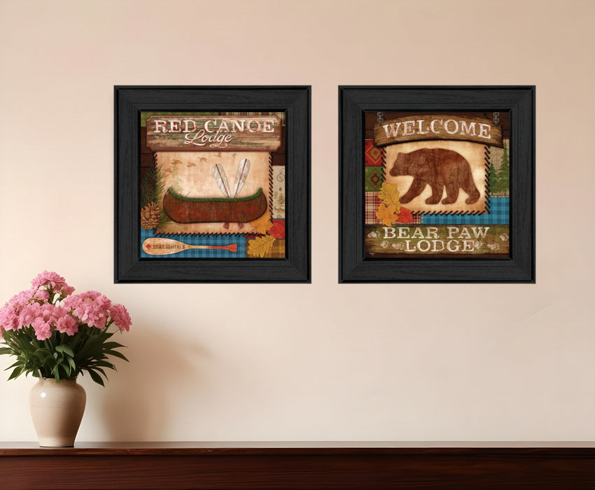 Set Of Two Lodge II Black Framed Print Wall Art