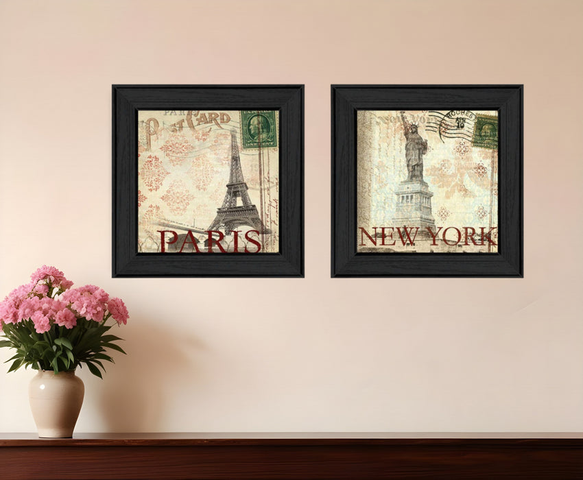 Set Of Two Post Cards Black Framed Print Wall Art