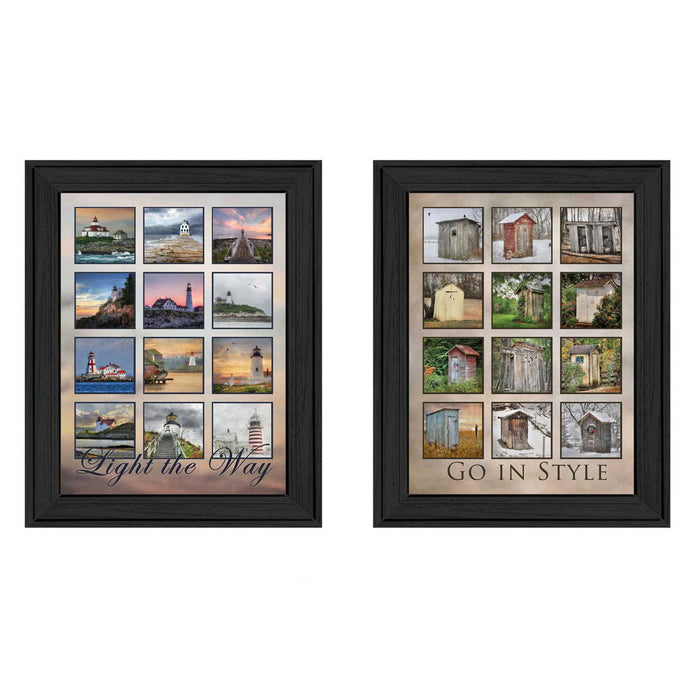 Set Of Two Light Your Way Black Framed Print Wall Art