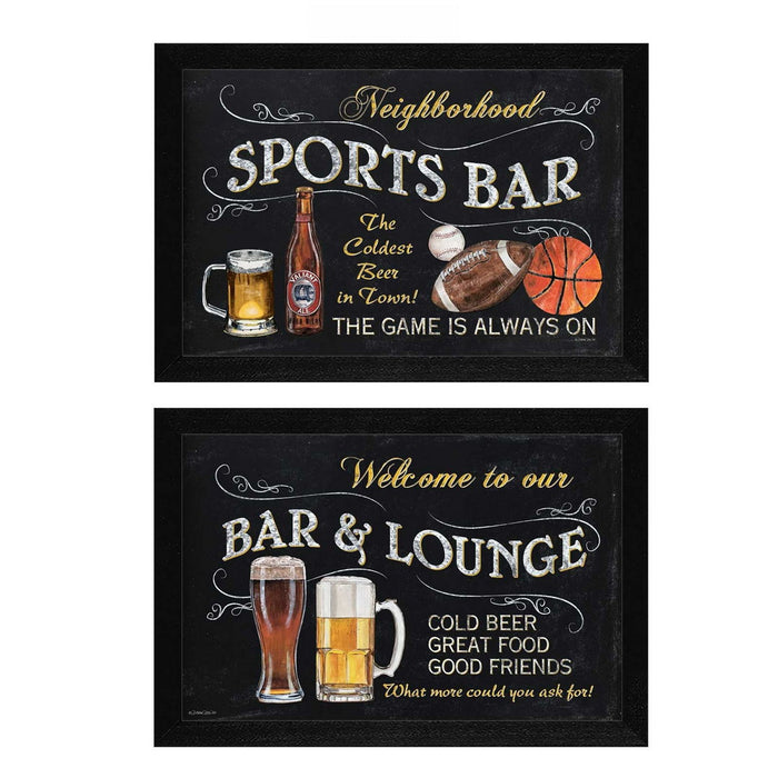 Set Of Two Sports Bar Black Framed Print Wall Art