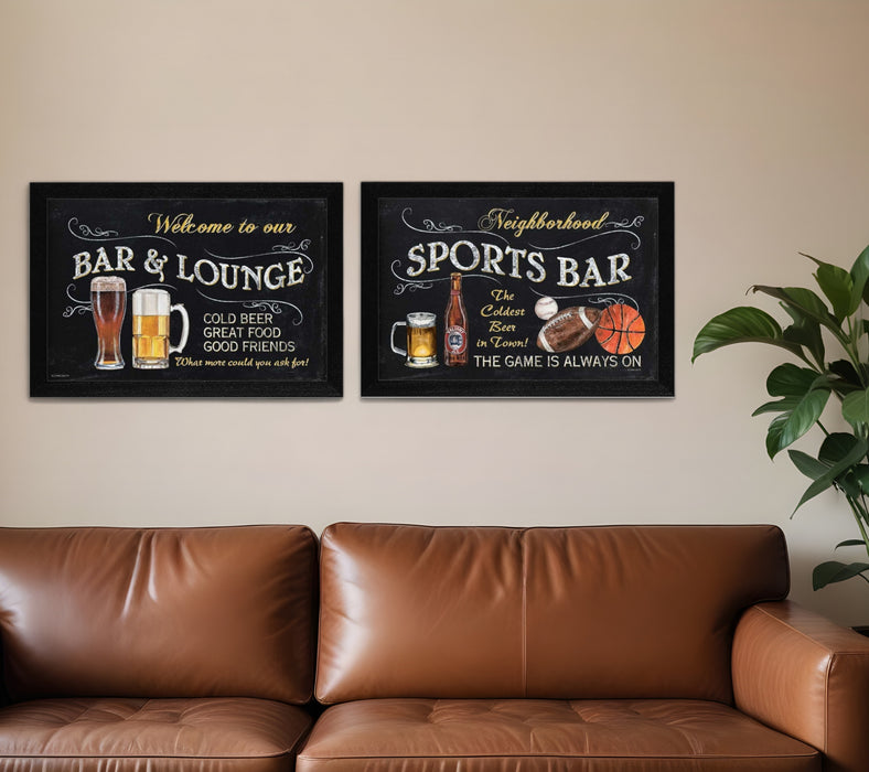 Set Of Two Sports Bar Black Framed Print Wall Art