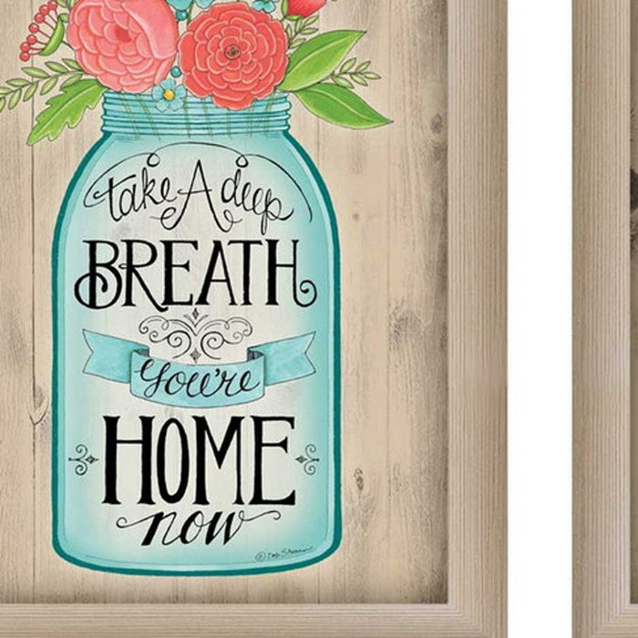 Set Of Two Mason Jars Floral Brown Framed Print Wall Art