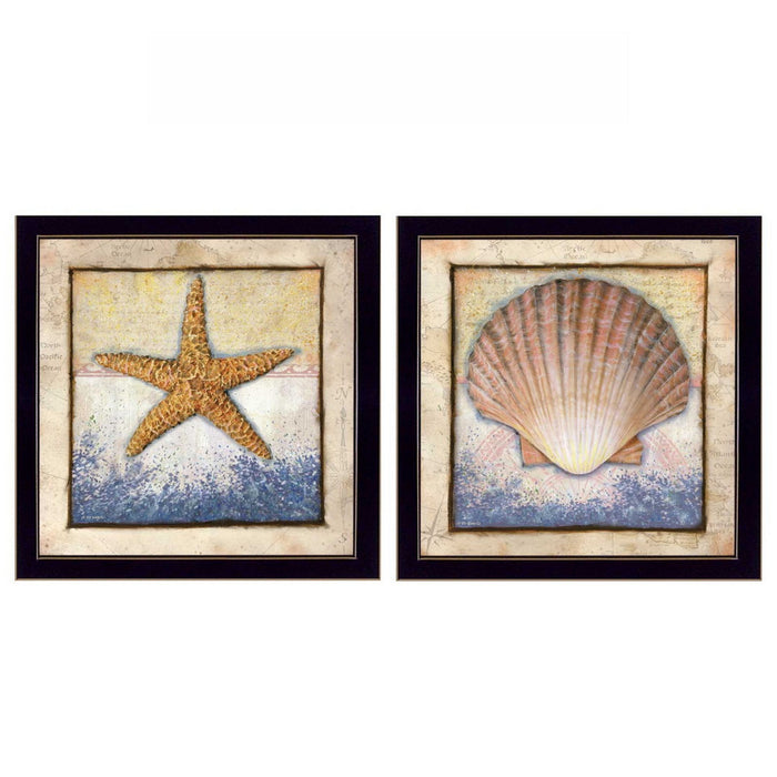 Set Of Two Sea Journey Black Framed Print Wall Art