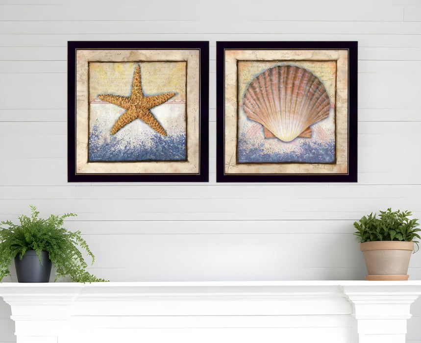 Set Of Two Sea Journey Black Framed Print Wall Art