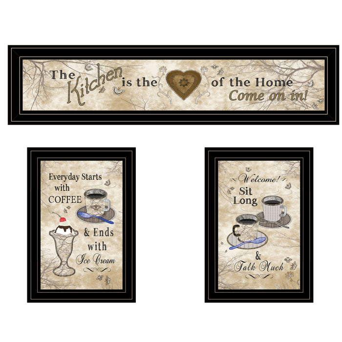 Set Of Three Love of Nature Kitchen Black Framed Print Kitchen Wall Art