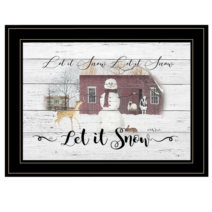 Let It Snow 3 Black Framed Print Wall Art