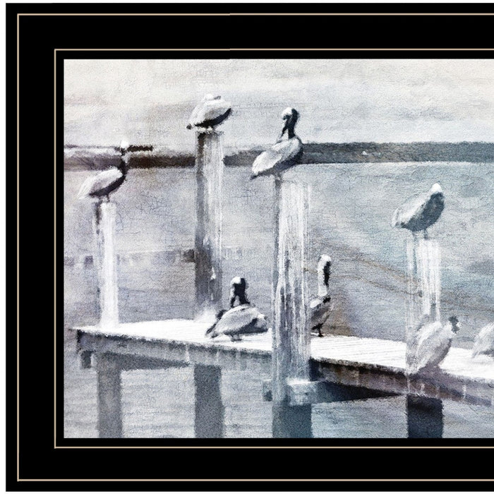 Birds on a Pier 3 Black Framed Print Kitchen Wall Art