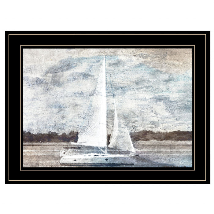 Sailboat on Water 3 Black Framed Print Wall Art