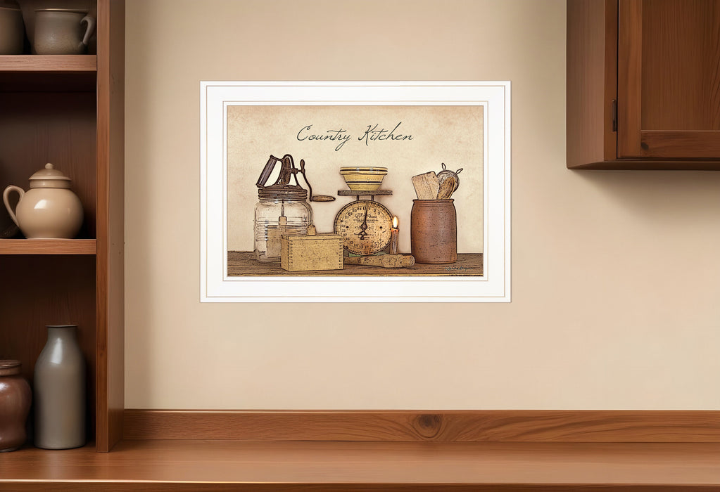 Country Kitchen White Framed Print Kitchen Wall Art