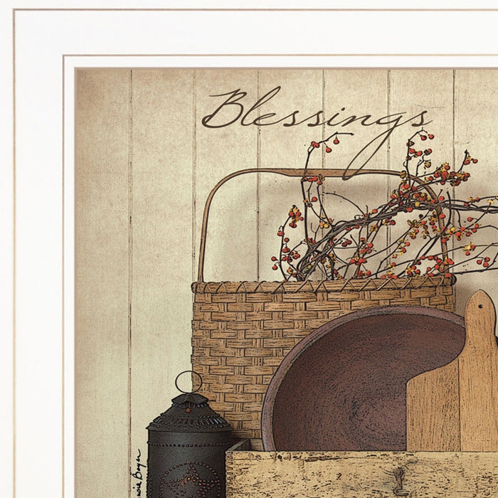 Count your Blessing 1 White Framed Print Wall Art