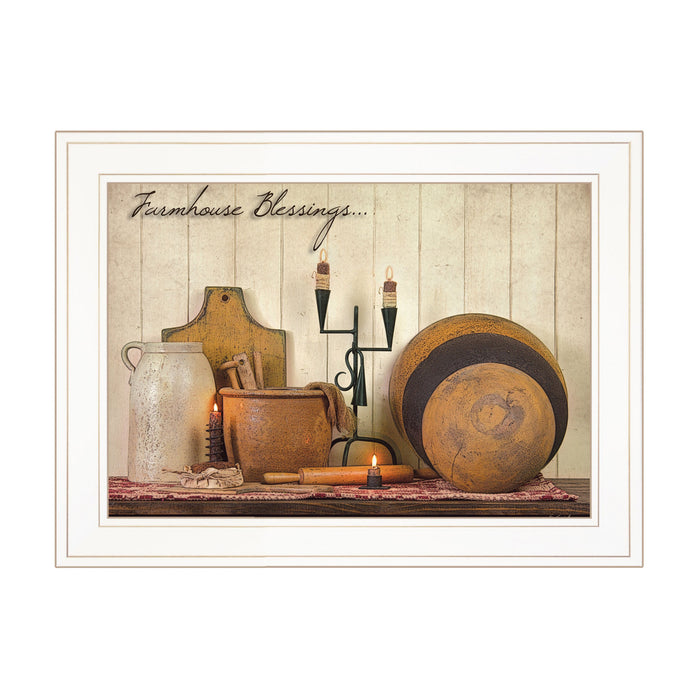 Farmhouse Blessings 2 White Framed Print Kitchen Wall Art