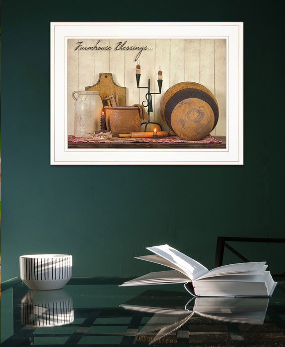 Farmhouse Blessings 2 White Framed Print Kitchen Wall Art