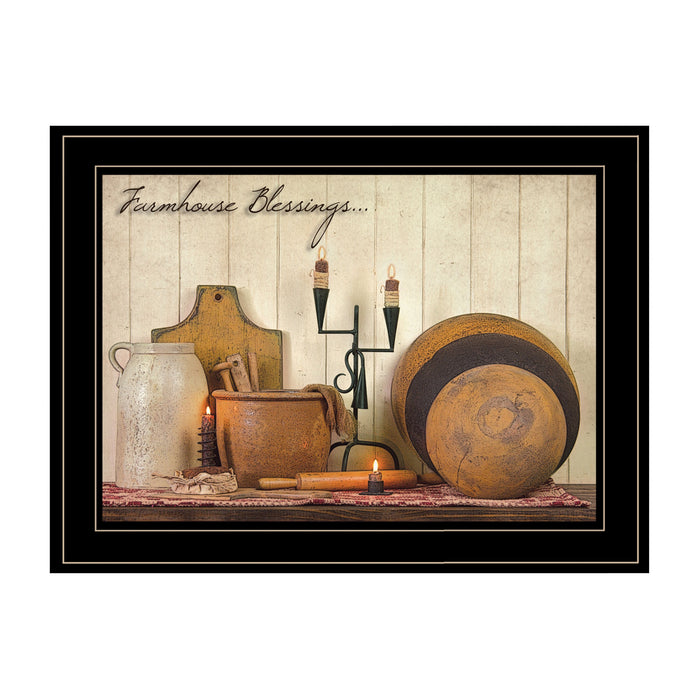 Farmhouse Blessings 3 Black Framed Print Kitchen Wall Art