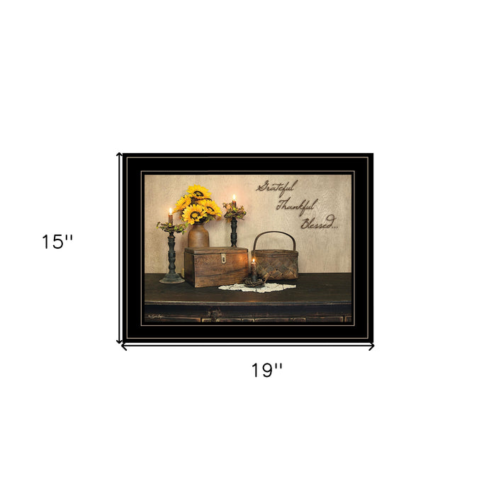 Grateful Thankful Blessing 2 Black Framed Print Wall Art