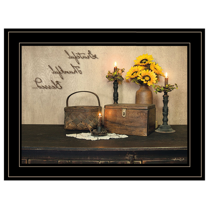 Grateful Thankful Blessing 2 Black Framed Print Wall Art