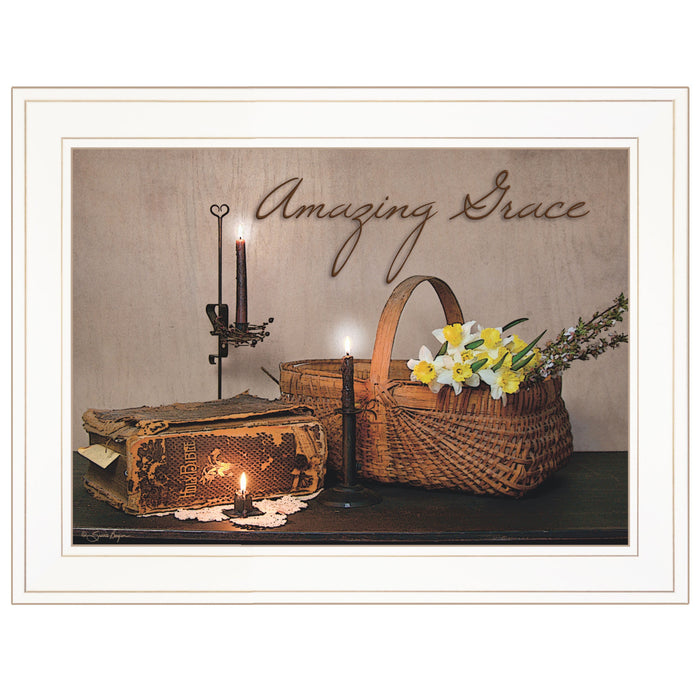 Amazing Grace White Framed Print Kitchen Wall Art