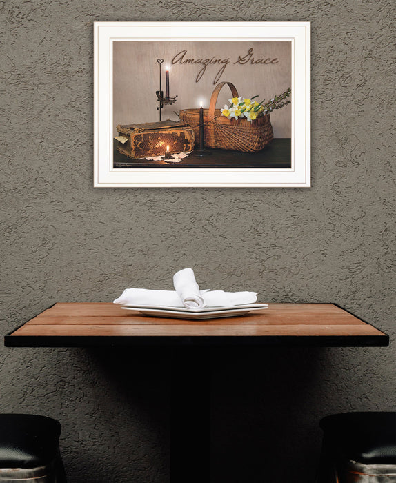 Amazing Grace White Framed Print Kitchen Wall Art