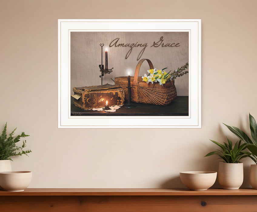 Amazing Grace White Framed Print Kitchen Wall Art