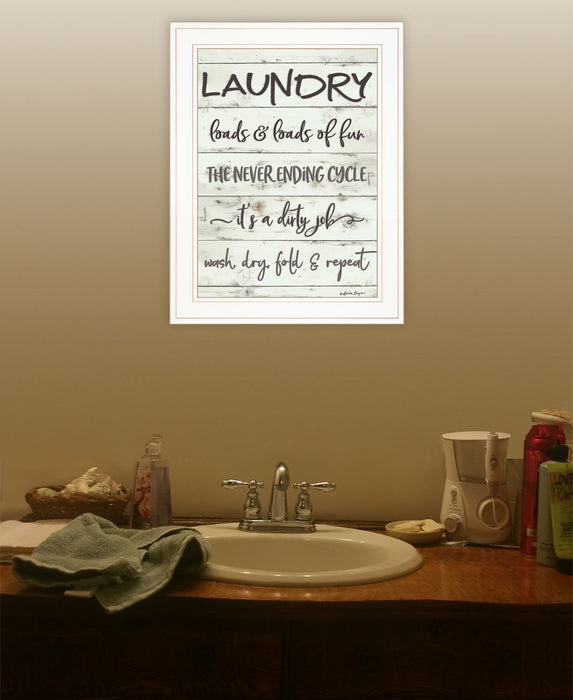 Laundry 1 White Framed Print Bathroom Wall Art