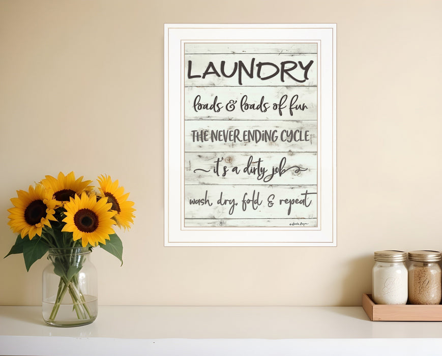 Laundry 1 White Framed Print Bathroom Wall Art