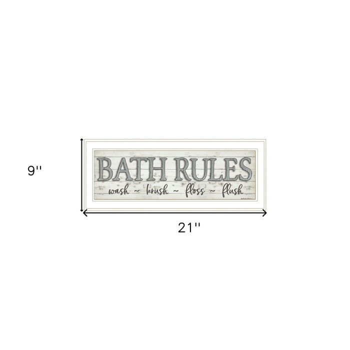 Bath Rules 1 White Framed Print Bathroom Wall Art