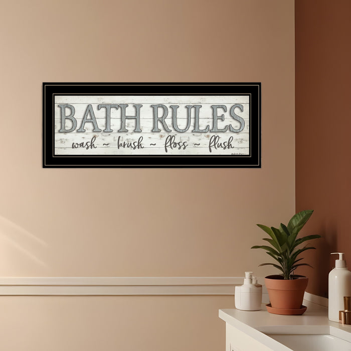 Bath Rules 2 Black Framed Print Bathroom Wall Art